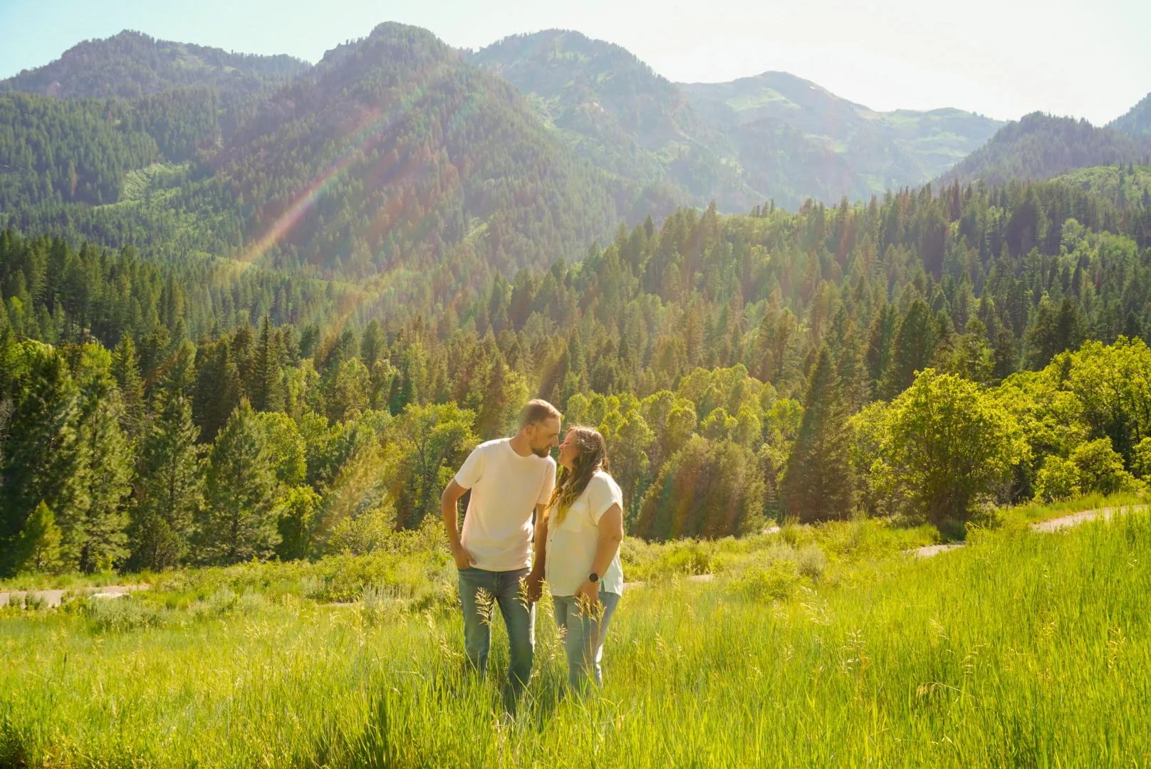 Tiff and Mitch in a mountain meadow